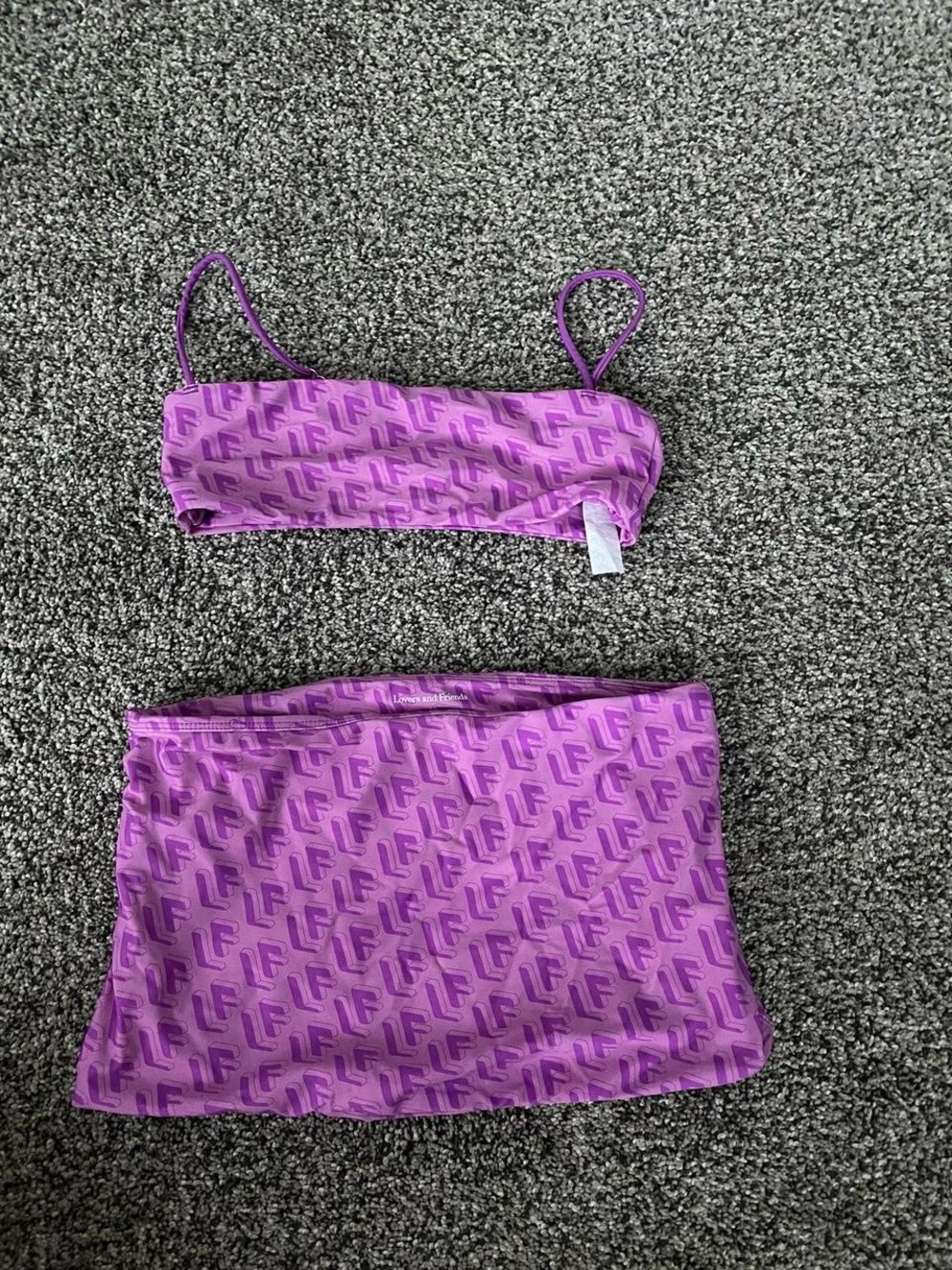 Lovers + Friends Lilac Logo-Print Bandeau Two-Piece Set - Picture 2 of 3